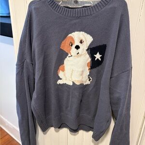 Hollister Blue Sweater with Dog Design